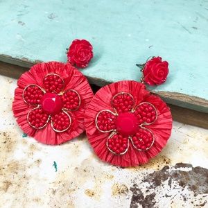 Anthropologie Jewelry - ANTHROPOLOGIE Red Raffia Statement Earrings Anthropologie Jewelry - ANTHROPOLOGIE Red Raffia Statement Earrings